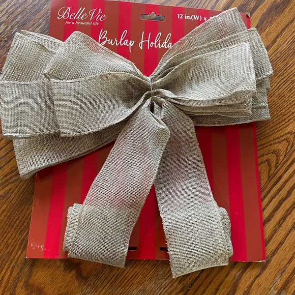 NWT Belle vie wired Burlap holiday bow (set of 2) - Picture 5 of 6